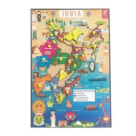 Wooden india map learning educational jigsaw board for kids - EKW0245 ...
