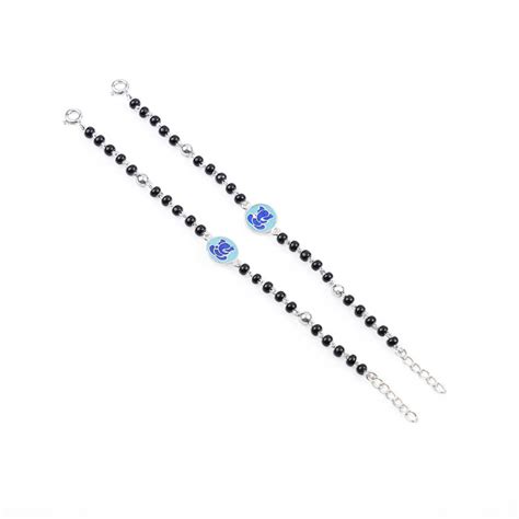 Black Beads Ganesh Silver Nazariya for Kids – Prinjal Jewels