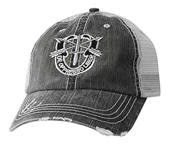Buy Mitchell Proffitt Special Forces Hat-Distressed Black Mesh Ball Cap ...
