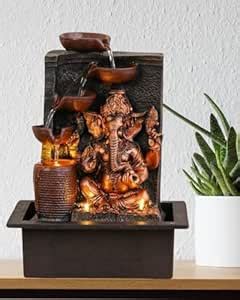 Buy UAG Exports Tabletop Indoor Water Fountain/Waterfall 4-Diya Ganesha ...