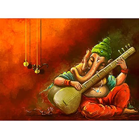 StickMe SM3100 Fabric Hindu God Lord Ganesha Playing Veena Creative ...