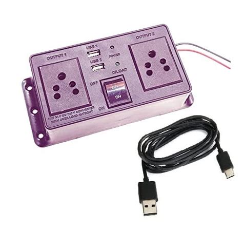 ERH India 12v/24v dc to ac Converter Gang Box with 2 in Built USB Ports ...