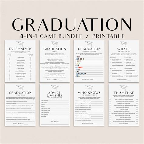 Simple Graduation Party Games Printable Modern Grad Games Class of 2024 ...