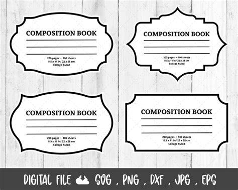 Composition Book Label Svg, Composition Notebook Label, Label for ...