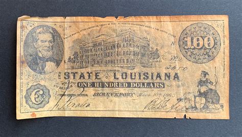 Vintage 100 Dollar Bill, Confederate Money, State of Louisiana 1863 - Etsy