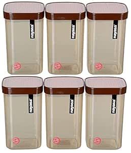Nayasa Plastic Fusion Containers- 1000 ml, 6 Pieces, Brown : Amazon.in ...