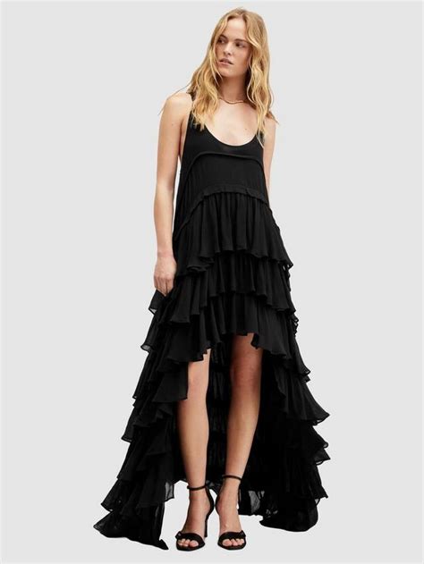 AllSaints Cavarly Tiered Hi-Low Hem Maxi Dress
