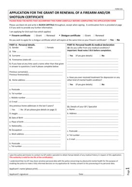 Fillable Online Application Forms for Firearms/Shotgun Certificate ...