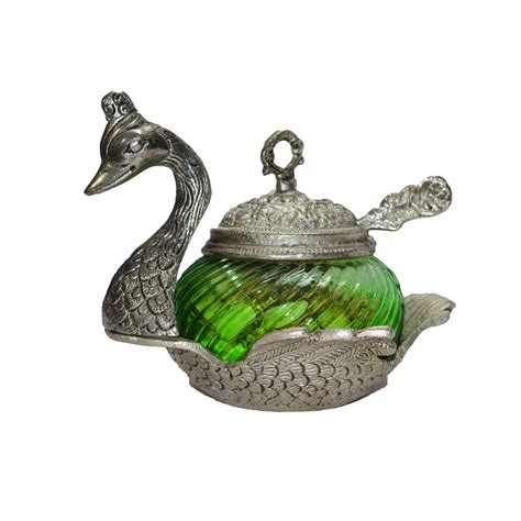 Green Crystal Mouth Freshener Container with 1 Spoon - eCraftIndia Online