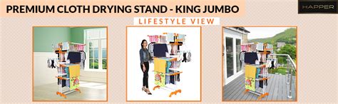 Happer Premium Double Supported 4 Layer Cloth Drying Stand with Thread ...