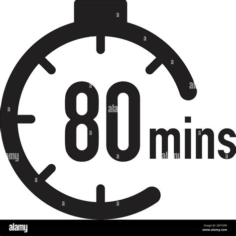 80 minutes timer, stopwatch or countdown icon. Time measure. Chronometr ...