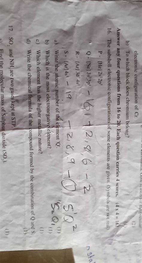 electronic configuration of Cr.b) To which block does chromium belong?A..