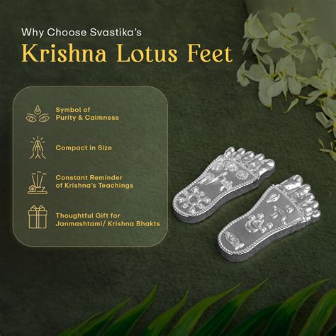 Shree Krishna's Charan Paduka (Lotus Feet) - Silver Plated (3 Inch)