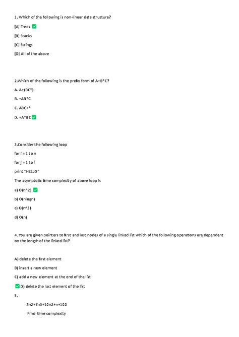 Compre - Which of the following is non-linear data structure? [A] Trees ...
