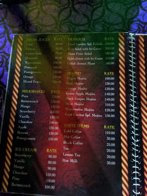 Menu at Food Garden, Silchar