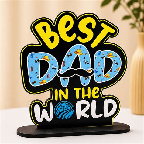 Best Dad in the World Decorative Table Stand with Mustache Design ...