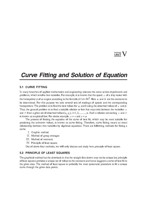 001938 - A. B. C - UNIT V Curve Fitting and Solution of Equation 5 ...