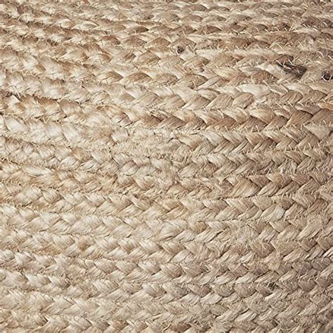 Round Braided Natural Jute Woven Pouf Ottoman, 19' x 10'