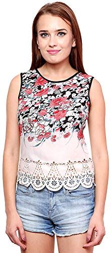 Buy Akimia Women's for Round Neck with Cap Sleeve Mutli Color Top Off ...
