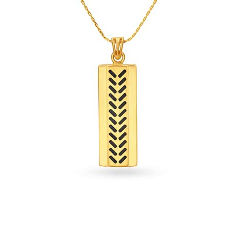 V Cut Motif Gold Pendant For Men