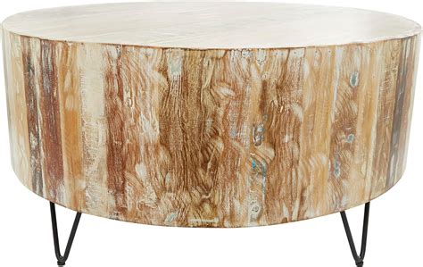 Buy Deco 79 Mango Wood Round Coffee Table with Black Metal Hairpin Legs ...