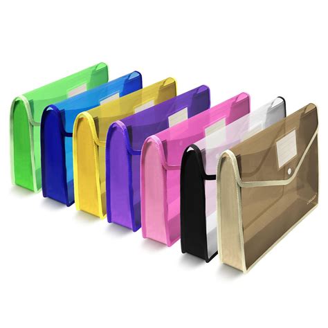 7 Color Plastic File Folders Waterproof Transparent Expandable File ...