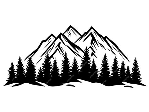 Mountain outline vector illustration on a white background | Premium AI-generated vector