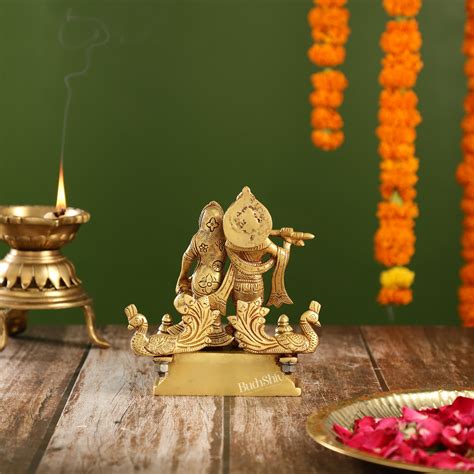 Buy Elegant Brass Radha Krishna Idols | 6.5" Height - Budhshiv.com