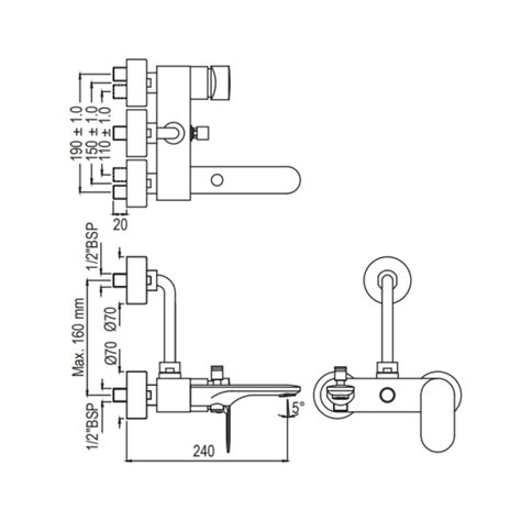 Jaquar 3 Way Wall Mixer Opal Prime OPP-GMP-15125PM Normal Flow - Gold ...