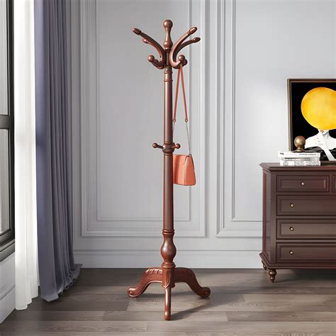 Solid Wood Entry Coat Rack Traditional Style Simple Living Room Floor ...