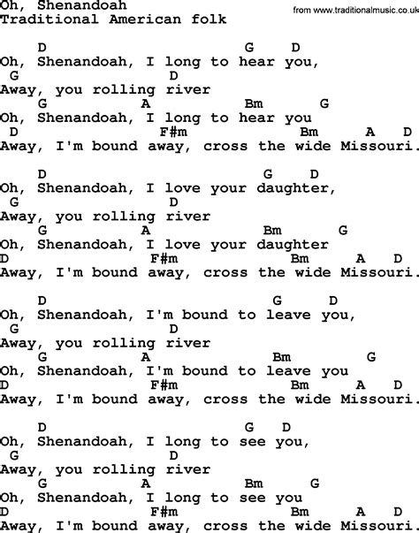 Top 1000 Folk and Old Time Songs Collection: Oh, Shenandoah - Lyrics ...
