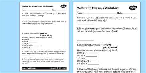 Maths Measures Problems Worksheet