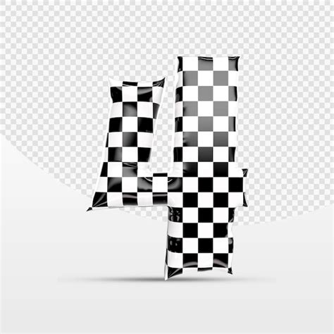 Number 4 balloon racing 3d render | Premium PSD