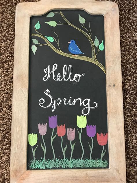 Spring chalkboard art | Chalkboard drawings, Spring chalkboard art ...