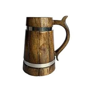 Buy SuperGeneriX 500ml Handmade Wooden Beer Mug, Mango Wood with ...