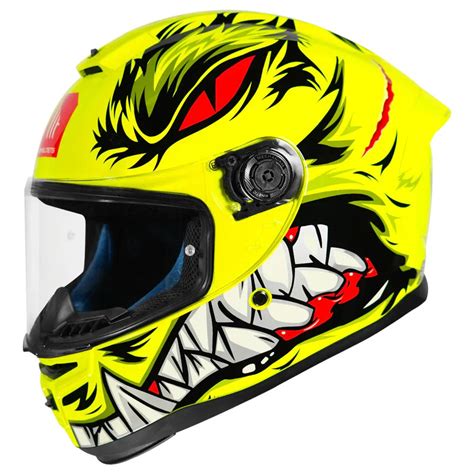 MT Helmets Mt Hummer B Lycan C3 Flour Yellow Full Face Helmet – Sparkly ...