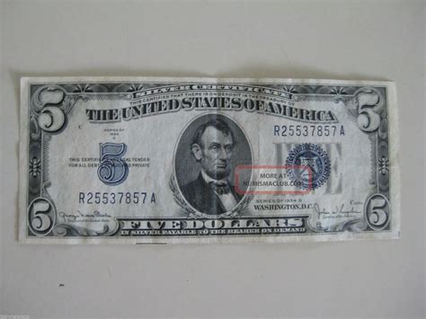 1934 D $5 Silver Certificate