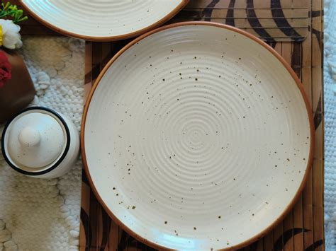 New White Ribbe Design Dinner Plate Set of 2 – Niyara