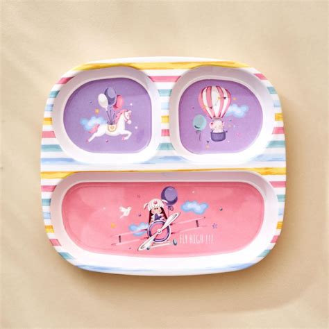 Buy Slate Kids Melamine Printed 3 Partition Plate - 24x21.5cm from Home ...
