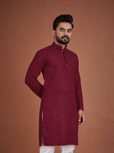 quinlan Men Self Design, Embroidered Straight Kurta - Buy quinlan Men ...