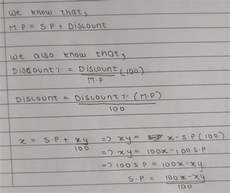 If MP Rs x and discount - y%. Find S.P - Brainly.in