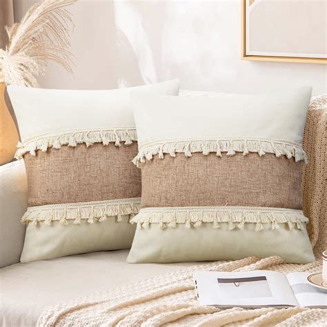Amazon.com: Merrycolor Boho Pillow Covers 18x18 Set of 2 with Tassels ...