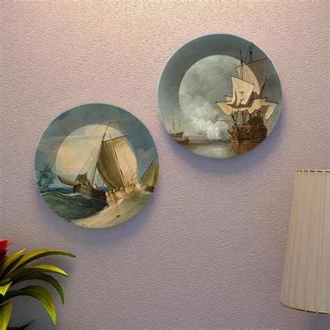 Sailing Ships Ceramic Wall Hanging Plates of Two Pieces – Homcraft