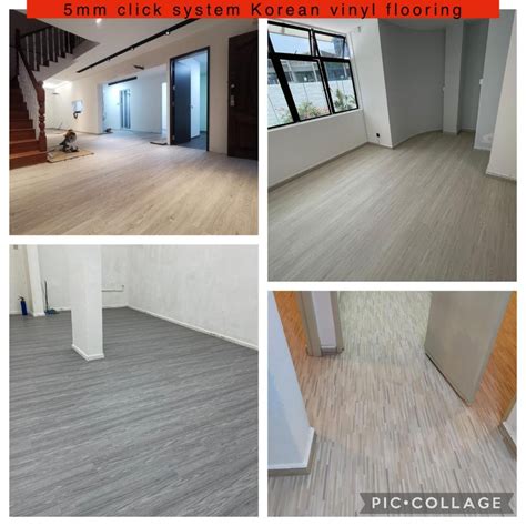 Korean 5mm click system vinyl flooring installation, Furniture & Home ...