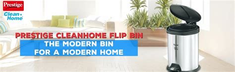 Buy Prestige Stainless Steel Flip Bin, 3-litres, Silver/Black Online at ...