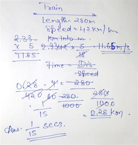 A train 280 m long is running at a speed of 42km/hr.How much time will ...