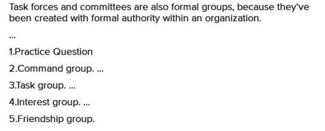 What r three examples of a formal group Whoever answers correct I will ...