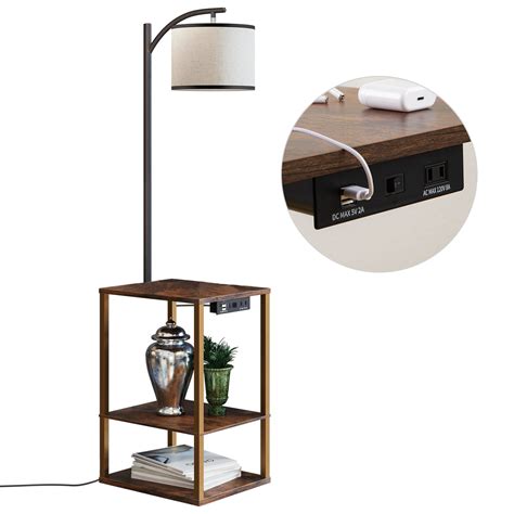 SUNMORY Floor Lamp with Table, Lamps for Living Room with USB Port ...