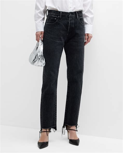 MOUSSY VINTAGE Detroit High Rise Wide Straight Ankle Jeans | Neiman Marcus