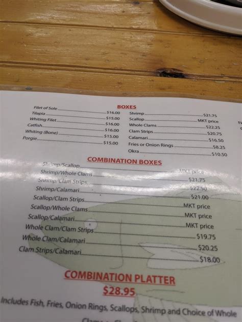 Menu at Kevin's Seafood restaurant, New Haven